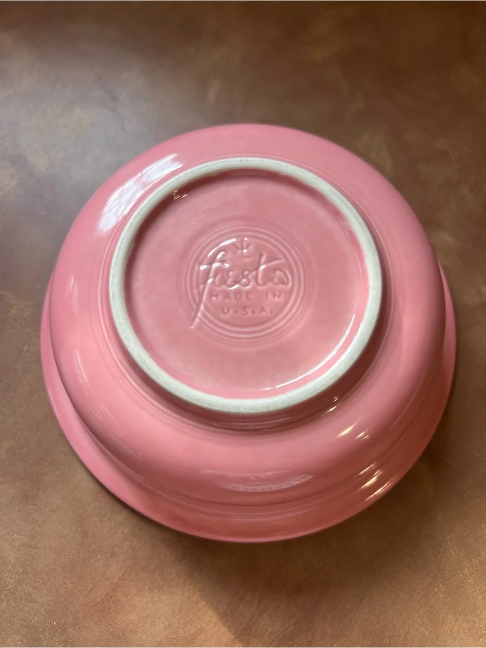 Rose Fiesta Ceramic Serving Bowl - Made in USA